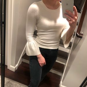 ANN TAYLOR creme trumpet sleeve top